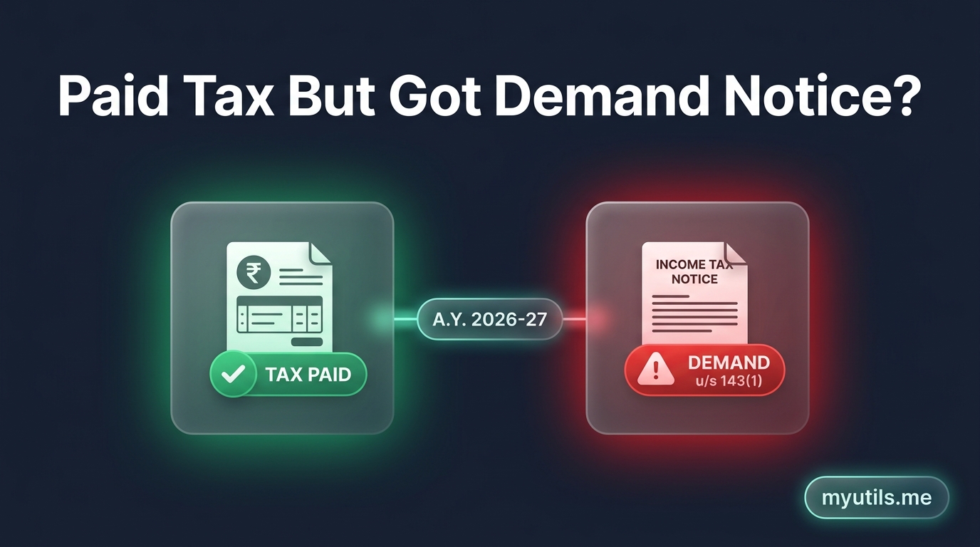 Paid Tax But Got Demand Notice - Income tax guide by myutils.me